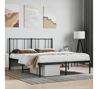 vidaXL Metal Bed Frame with Headboard Black 120x200 cm UK GF0