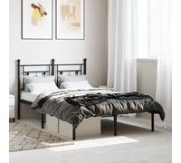 vidaXL Metal Bed Frame without Mattress with Headboard Black 120x200cm
