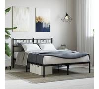vidaXL Metal Bed Frame without Mattress with Headboard Black 120x200cm