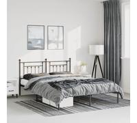 (black, 135 x 190 cm/with headboard) vidaXL Metal Bed Frame Bedroom Bed Base Bedstead Metal Matress Foundation