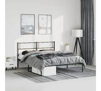 vidaXL Metal Bed Frame without Mattress with Headboard Black 135x190cm