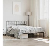 vidaXL Metal Bed Frame without Mattress with Headboard Black 135x190cm