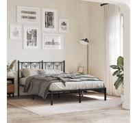 vidaXL Metal Bed Frame without Mattress with Headboard Black 135x190cm