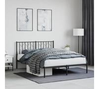(black, 140 x 190 cm/ with headboard) vidaXL Metal Bed Frame with Headboard Mattress Foundation Black 80x200 cm