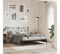 vidaXL Metal Bed Frame without Mattress with Headboard Black 140x190cm
