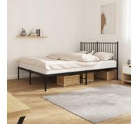 (with headboard, 140 x 190 cm) vidaXL Metal Bed Frame with Headboard Home Bed Base Mattress Foundation Black