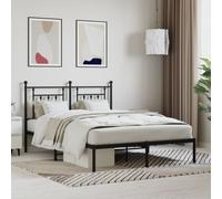 (black, 140 x 190 cm/with headboard) vidaXL Metal Bed Frame Bedroom Bed Base Bedstead Metal Matress Foundation