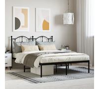 (black, 140 x 190/with headboard) vidaXL Metal Bed Frame Bedroom Platform Bed Base Bedstead Mattress Foundation