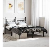 vidaXL Metal Bed Frame without Mattress with Headboard Black 140x190cm