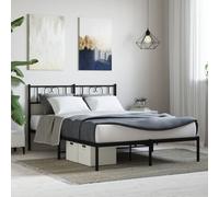 vidaXL Metal Bed Frame without Mattress with Headboard Black 140x200cm