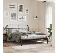 vidaXL Metal Bed Frame without Mattress with Headboard Black 140x200cm