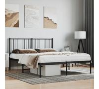 (black, 140 x 200 cm/with headboard) vidaXL Metal Bed Frame with Headboard Bed Base Mattress Foundation Bedstead