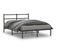 Metal Bed Frame without Mattress with Headboard Black 140x200cm