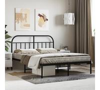 vidaXL Metal Bed Frame without Mattress with Headboard Black 140x200cm