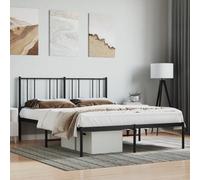 (black, 160 x 200 cm/with headboard) vidaXL Metal Bed Frame with Headboard Bed Base Mattress Foundation Bedstead