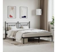 vidaXL Metal Bed Frame without Mattress with Headboard Black 160x200cm