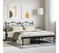 vidaXL Metal Bed Frame without Mattress with Headboard Black 160x200cm