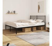 vidaXL Metal Bed Frame without Mattress with Headboard Black 160x200cm