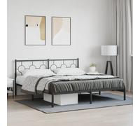 vidaXL Metal Bed Frame without Mattress with Headboard Black 180x200cm