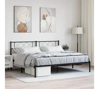 vidaXL Metal Bed Frame without Mattress with Headboard Black 180x200cm