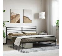 Vidaxl Metal Bed Frame Without Mattress With Headboard Black 180X200Cm