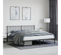 vidaXL Metal Bed Frame without Mattress with Headboard Black 183x213cm