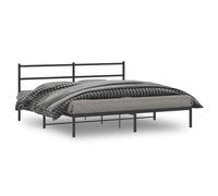 vidaXL Metal Bed Frame with Headboard Mattress Foundation Black 183x213 cm