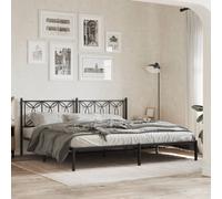 vidaXL Metal Bed Frame without Mattress with Headboard Black 193x203cm