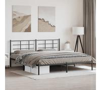 vidaXL Metal Bed Frame without Mattress with Headboard Black 193x203cm