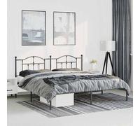 (black, 193 x 203/with headboard) vidaXL Metal Bed Frame Bedroom Platform Bed Base Bedstead Mattress Foundation
