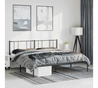 (black, 193 x 203 cm/with headboard) vidaXL Metal Bed Frame with Headboard Bed Base Mattress Foundation Bedstead