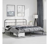 vidaXL Metal Bed Frame With Headboard Black 193X203 cm, Black