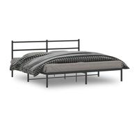 vidaXL Metal Bed Frame with Headboard Mattress Foundation Black 193x203 cm
