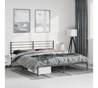 vidaXL Metal Bed Frame without Mattress with Headboard Black 193x203cm