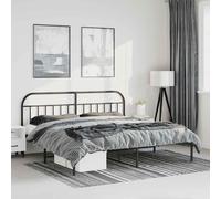 vidaXL Metal Bed Frame without Mattress with Headboard Black 193x203cm