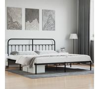 Vidaxl Metal Bed Frame With Headboard Black 200X200 Cm, Black