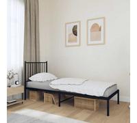Vidaxl Metal Bed Frame Without Mattress With Headboard Black 75X190Cm