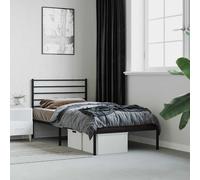 Vidaxl Metal Bed Frame Without Mattress With Headboard Black 75X190Cm