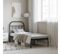 vidaXL Metal Bed Frame without Mattress with Headboard Black 75x190cm