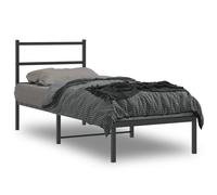 vidaXL Metal Bed Frame without Mattress with Headboard Black 75x190cm