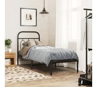 Vidaxl Metal Bed Frame Without Mattress With Headboard Black 75X190Cm
