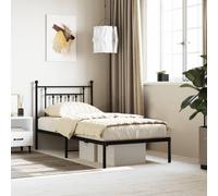 vidaXL Metal Bed Frame without Mattress with Headboard Black 80x200cm