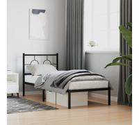 vidaXL Metal Bed Frame without Mattress with Headboard Black 80x200cm