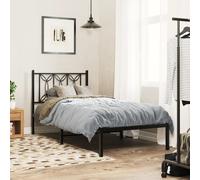 Metal Bed Frame without Mattress with Headboard Black 80x200cm