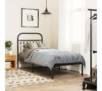 vidaXL Metal Bed Frame without Mattress with Headboard Black 80x200cm