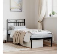 Metal Bed Frame without Mattress with Headboard Black 80x200cm