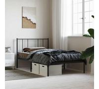 vidaXL Metal Bed Frame without Mattress with Headboard Black 90x190cm