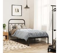 vidaXL Metal Bed Frame without Mattress with Headboard Black 90x190cm