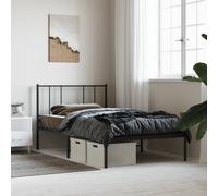 (black, 90 x 190 cm/with headboard) vidaXL Metal Bed Frame with Headboard Bed Base Mattress Foundation Bedstead