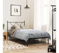 vidaXL Metal Bed Frame without Mattress with Headboard Black 90x190cm